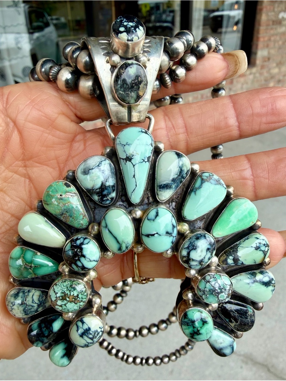 Sterling Silver/ Turquoise Naja Necklace - Artist - Gabby
